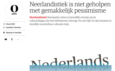 Neerlandistiek is niet geholpen met gemakkelijk pessimisme